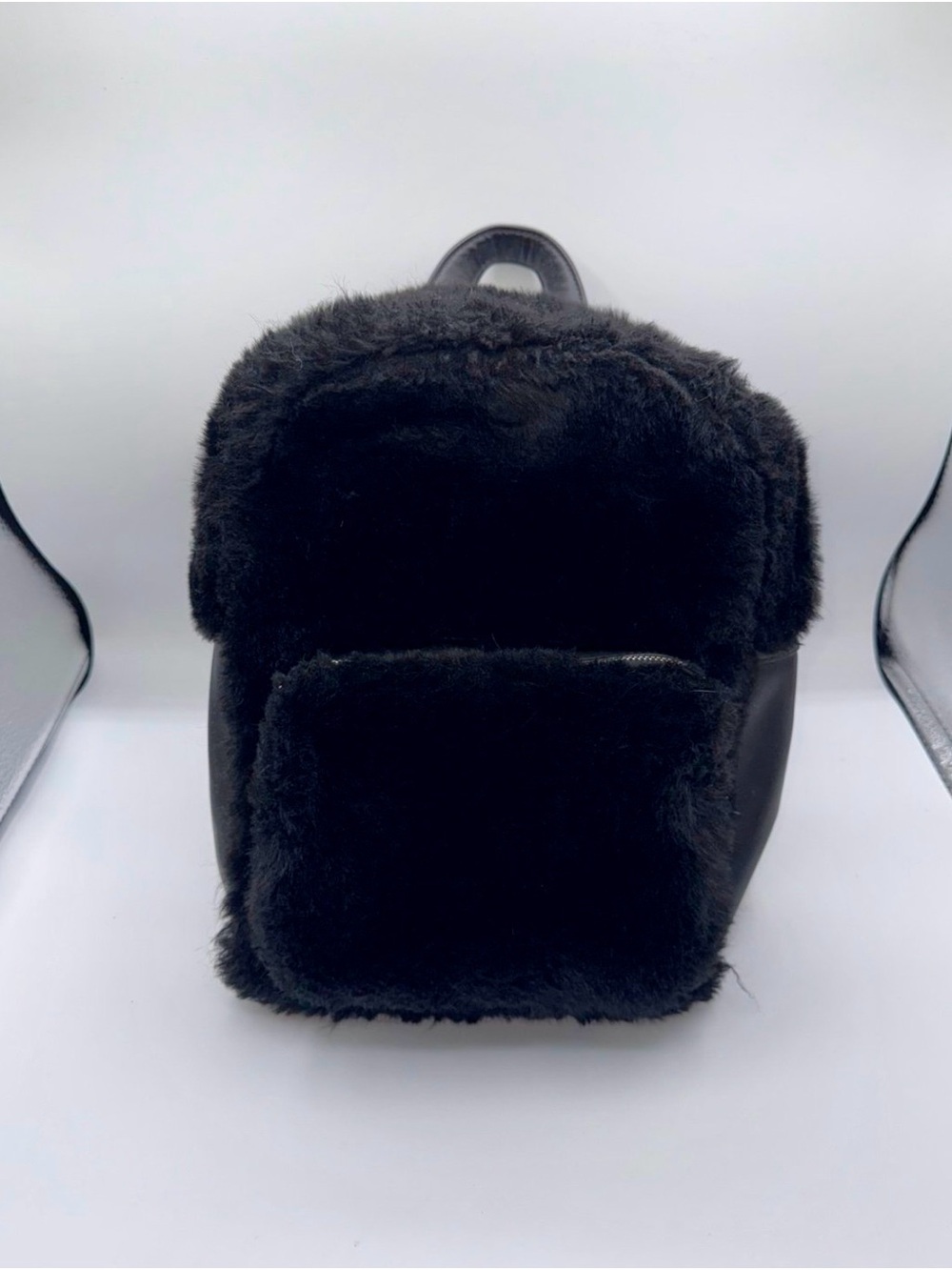 Ash Black Faux Fur Mini Backpack